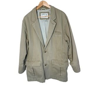 Vtg Orvis Tan‎ Brown Chore Jacket Blazer Men's 40R Fishing Hunting Safari Canvas